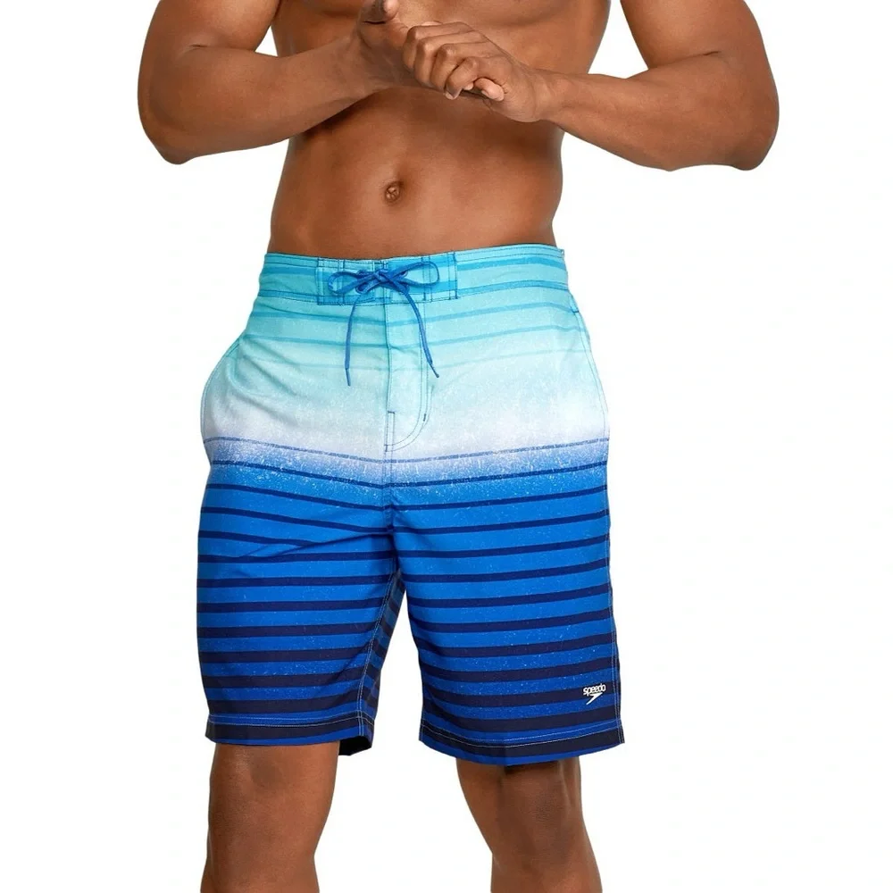 Speedo‎ Eco Comfort Stretch Bondi Boardshorts Palace Blue Striped Swim Trunks